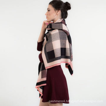 2017 China wholesale fancy check women shawl pashmina lady viscose scarf